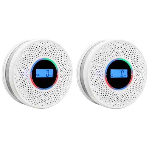 Smoke Detector Carbon Monoxide Detector Combo with Digital Display and Sound Light Alarm, 2-in-1 Smoke & CO Alarm with Battery Operated for Home, Travel or RV