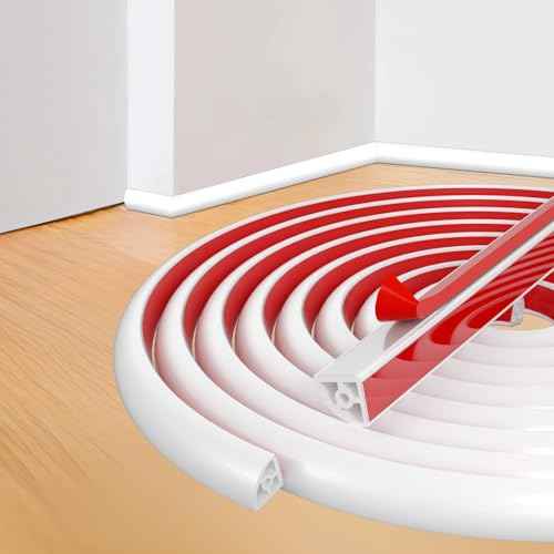 Flexible Quarter Round Molding Trim - 472in Waterproof Bendable Silicone Peel and Stick Molding Trim for Walls, Floor, Corner, Staircase, Tub, Cabinet Edge
