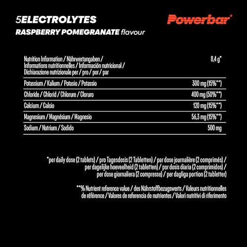 POWERBAR 5 Electrolytes Raspberry Pomegranate 12x10Tabs - Effervescent tabs providing the electrolytes