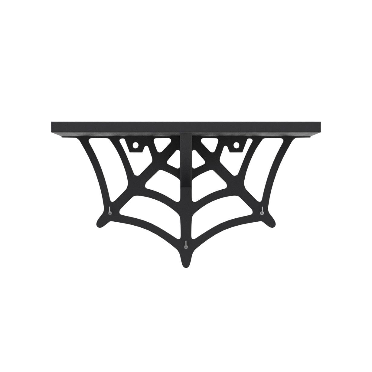 CEFRECO Spider Web Floating Shelf - Gothic Halloween Hanging Shelf with Hooks for Wall Oddities and Curiosities - Black Spooky Goth Wall Decor for Kitchen and Home - Crystal Display Shelf for Stones