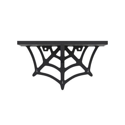 CEFRECO Spider Web Floating Shelf - Gothic Halloween Hanging Shelf with Hooks for Wall Oddities and Curiosities - Black Spooky Goth Wall Decor for Kitchen and Home - Crystal Display Shelf for Stones