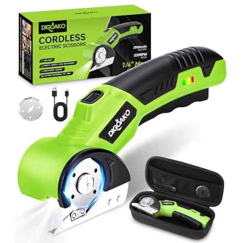 Cardboard Cutter - Rechargeable Cordless Electric Scissors, 4V Duty Electric Box Cutter for Cardboard, Safety Lock & LED Light, Powerful Cutting for Carton Carpet Plastic Fabric Leather