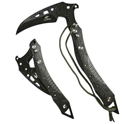 Folding Sickle Knife With Sheath, Quick Release Tactical Survival Tool with Safety Lock,Glass Breaker, Portable Outdoor Garden Pruning Tool