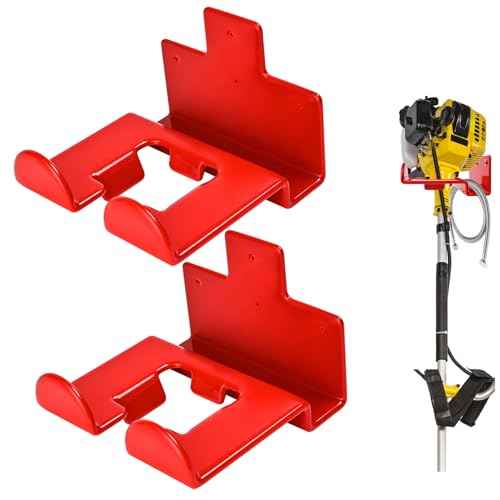 Garage Organization Weedeater Hanger Garage Organizer Trimmer Rack, Wall Mount Garden Tool Organizer Heavy Duty Tool Hangers for Hedge Trimmer, Chainsaw and Leaf Blower (2 Pack, Red)
