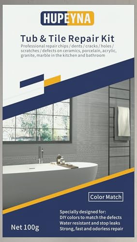 Shower Tray Repair Kit, Hupeyna Tub, Tile and Shower Repair Kit, Bathtub Repair Kit White for Chips Dents Cracks Holes Scratchs, Bath Repair Kit - More Colour Choices Available Marble Repair Kit