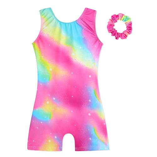 HOZIY Gymnastics Leotards for Girls with Shorts Rainbow 5t Size 5-6 Years Colorful Multicolor Kids Toddler Outfits Dance Unitards