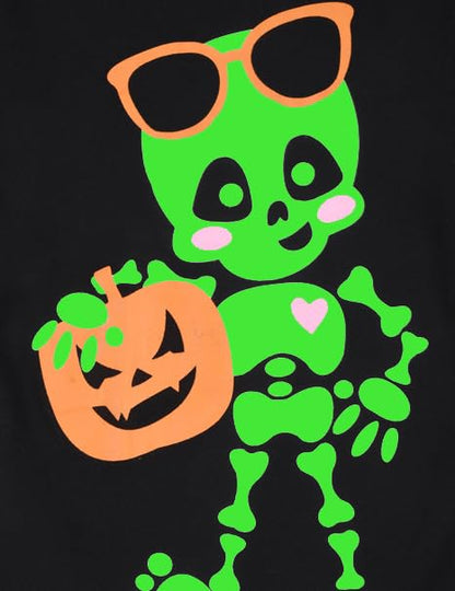 Benaive Halloween Pajamas for Girls Glow In Dark Holiday Pjs for Girl Cotton Pajama Sets 2 Pieces Kids Sleepwear Long Sleeves Size 10