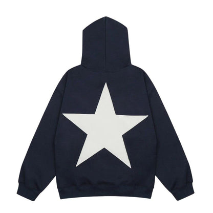 Aelfric Eden Hoodies Y2k Star Oversized Graphic Hoodies Aesthetic 90s Crewneck Sweatshirt Long Sleeve Pullover Tops Navy Blue