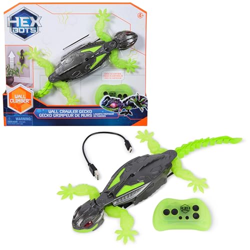HEX BOTS Wall Crawler Gecko, Rechargeable Remote Control Robot Kids Toy, Climbs Walls, RC Robot Toy for Boys & Girls Ages 4 & Up