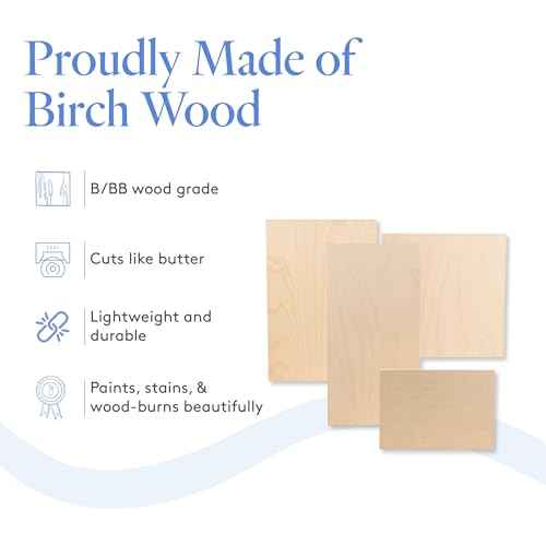 6 mm Baltic Birch Plywood 1/4 x 12 x 12 Inch, Box of 24 B/BB Grade Craft Wood, Stronger Than Basswood Sheets, for Laser, CNC Cutting and Wood Burning, by Woodpeckers