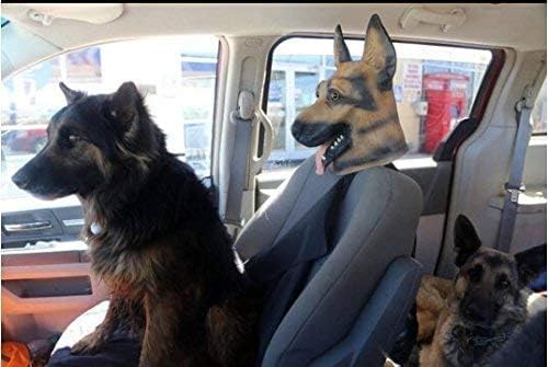 Dog Head Mask Halloween Party Dog Costume Masks Mask Underdog Costume Latex Animal Head Mask (German shepherd)