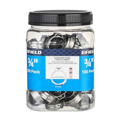 100-Pack EFIELD 3/4-inch Stainless Steel Pex Cinch Clamp Rings for Pex Tubing Pipes,(CLAMP018)