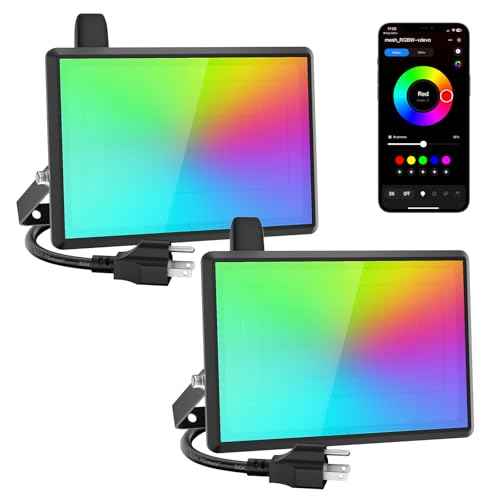 50W LED Flood Light Outdoor, Color Changing Outdoor Lights, Stage Lights, Bluetooth RGBW Smart Flood Lights for Christmas, Uplights for Events, 2700K & 16 Million Colors Uplighting Music Sync, 2 Pack