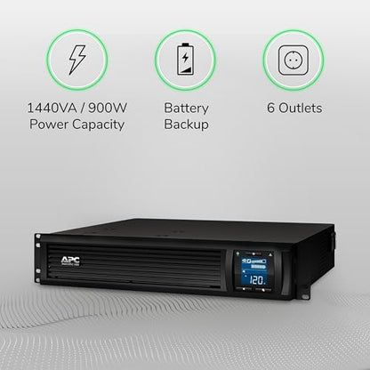 APC 1500VA Smart UPS with SmartConnect, SMC1500-2UC Rack Mount UPS Battery Backup, Sinewave, AVR, 120V, Line Interactive Uninterruptible Power Supply