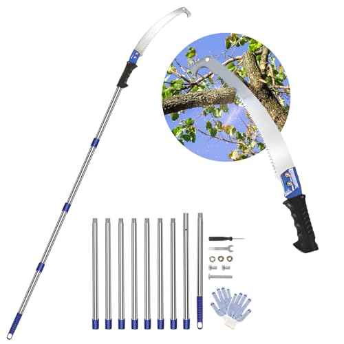 [14 feet] Pole Saws for Tree Trimming Extendable High Pruning Saws Manually Stainless Steel Gardening Saws Extension Bar Saw Pole Pruning Limb Saw for Trees, Bamboo Wood, Plastics