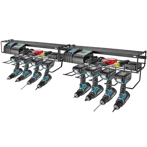 Modern Innovations Heavy Duty Power Tool Organizer (2 Pack) Wall Mount Storage, Floating Rack for Garage & Workshop Organization, Pegboard Drill Holder, Hanging Storage Rack for Cordless Tools