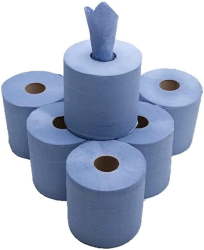 ASPECT Blue Roll Centrefeed 2 Ply Kitchen Rolls Embossed Pattern Paper Towels Strong and Absorbent Tissue Paper Wipe Away Perfect for Commercial & Kitchen Use (Blue, 12 Rolls)