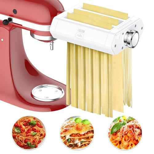 Pasta Attachment for Kitchenaid Stand Mixer, 3 in 1 set for Kitchenaid Pasta Attachment,Included Pasta Sheet Roller, Fettuccine Cutter, Spaghetti Cutter