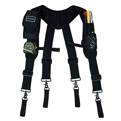 MELOTOUGH Magnetic Tool Belt Suspenders with Magnetic WristBand for Work Belt Padded Suspenders Constrcution
