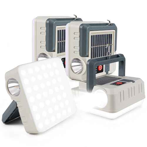 Portable Solar Power Lanterns 4 Pack, Lanterns for Power Outages, 5 Light Modes LED Camping Lights Lantern Flashlight, IPX4 Waterproof Tent Light for Hurricane Hiking Emergency Light, Gray
