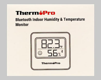ThermoPro TP357 Bluetooth Hygrometer Mini Room Thermometer Indoor with Alerts, Humidity Meter and Temperature Monitor with Smart App and Data Recording with Humidity Sensor for Baby Room Office