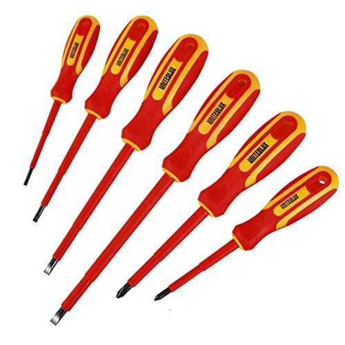 6-Piece 1000 Volts Insulated Screwdriver Set, Magnetic Tip Electrician Screwdriver Set, 4 Slotted and 2 Philips, with Plastic Supporter