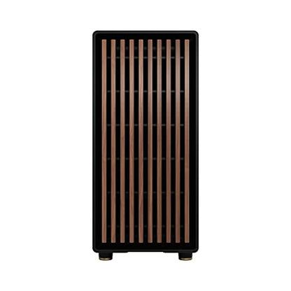 Fractal Design North Charcoal Black Tempered Glass Dark - Wood Walnut front - Glass side panel - Two 140mm Aspect PWM fans included - Type C USB - ATX Airflow Mid Tower PC Gaming Case