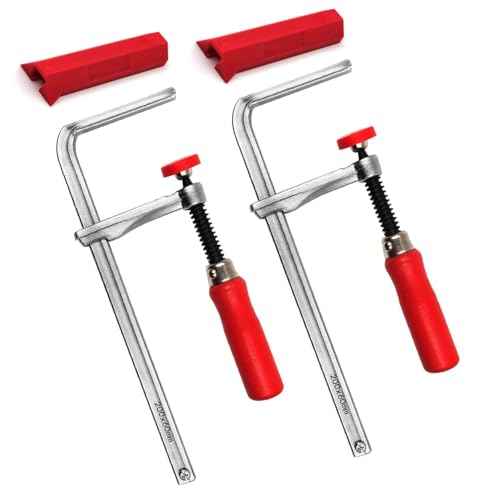 Quick Screw Guide Rail Clamp for MFT Table and Guide Rail System 7-7/8" Capacity x 2-3/8" Throat Depth 570 lbs Clamping Force (2 Pack) Red/Silver