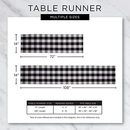 DII Buffalo Check Collection, Classic Farmhouse Table Runner, 14x108, Red & Black
