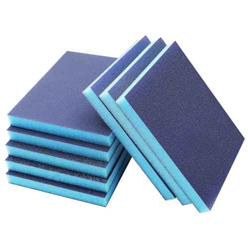 8PCS 220 Grit Sanding Sponges Sanding Block Set Wet Dry, Superfine Grade 220 Grit / #800-1000, Reusable and Washable Sanding Blocks for Wood, Furniture, Rust Removal, Plastic, Drywall
