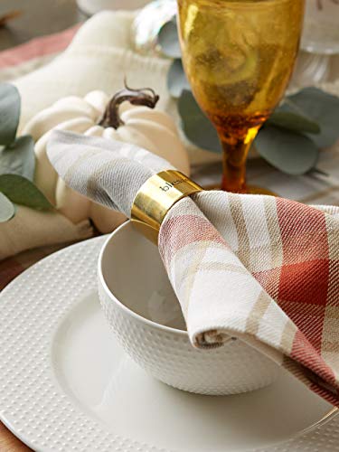 DII Christmas Thanksgiving Holiday Tabletop Décor Collection Decorative Napkin Ring Holder Set, 1.6 Dia x 1.25" Height, Always Grateful Gold, 4 Piece