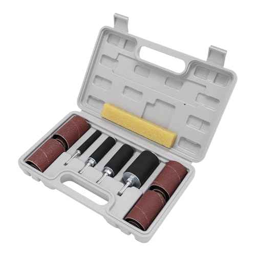 2-1/2¡¯¡¯Sanding Drum and Sleeves Set with 1/4¡¯¡¯, 1/8¡¯¡¯Shank and Rubber Eraser, Drill Sanding Kit for Sanding Polishing Multiple Materials Wood Fiberglass Metal, 80, 120 Grit-21PCS