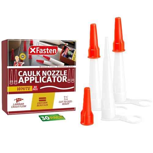 XFasten Caulking Tips 30-Pack - Reusable, Drip-Resistant Caulk Nozzle Tip Set with Sealing Caps, Cuttable Plastic Nozzles for Standard Caulking Tubes and Sausage Caulk Guns, Stops Drying, Easy to Use