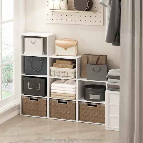 Furinno Reed Closet Organizers and Storage, 4-Tier Closet Organizer, Open Shelf Closet Storage, for Wardrobe, Bedroom, Living Room, White