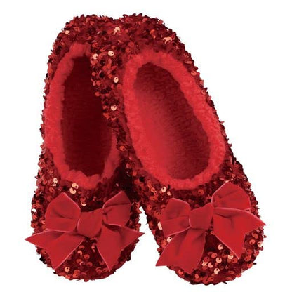 Snoozies Womens Red Glamour Bling Ballerina Size Medium