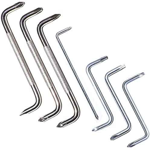 7 PCS Right Angle Screwdriver, Ph3/Ph2/Ph1/Ph0/T25/T20/T15 Offset Screwdrivers Set, Flat Head 90 Degree Screw Driver, Angled Phillips Head Screwdriver Bent Low Profile