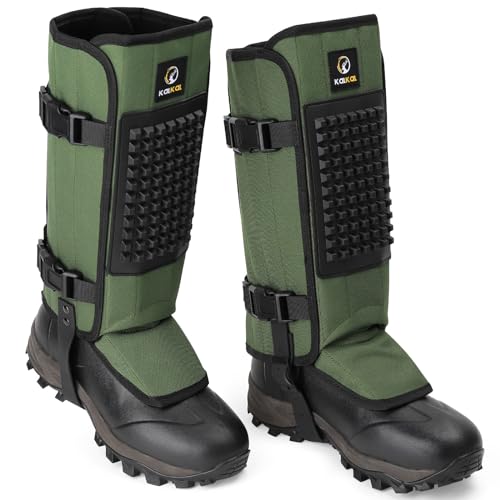 Kalkal Snake Gaiters, 1200D Waterproof Snake Chaps Snake Gaiters for Men Women, Adjustable Snake Bite Protection Snake Guards for Legs Men, Snake Proof Gaiters for Hiking Hunting