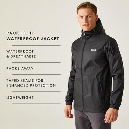 Regatta Mens Pack It Jacket, Waterproof, Breathable & Lightweight - Perfect for Outdoors, Rain, Walking, Hiking & Camping