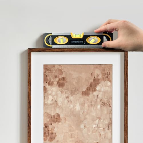 Amazon Basics 9-Inch Magnetic Torpedo Level and Ruler, 180/90/45 Degree Bubbles, Black