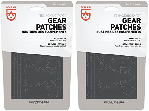 Gear Aid Tenacious Tape Gear Patch Shapes Camping Black Peel & Stick (2-Pack)