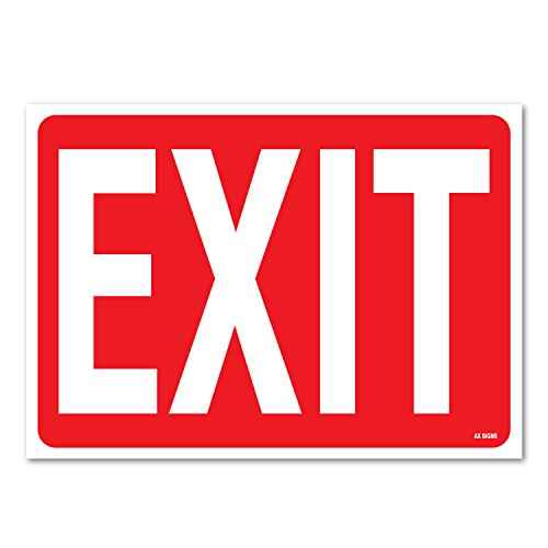 Exit Sign, Large 10 x 14 Inch Self-Adhesive Vinyl Sticker