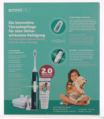 Emmi®-pet 2.0 PRO+ Oral & Skin Care Set Electric Toothbrush Set for Pets. Patented 100% ultrasonic no Brushing Technology deep-Cleans - for Healthier Teeth & Gums & Fresher Breath. Made in Germany.