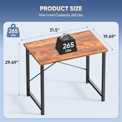 DUMOS 32 Inch Office Small Computer Desk Modern Simple Style Writing Study Work Table for Home Bedroom - Wood Brown