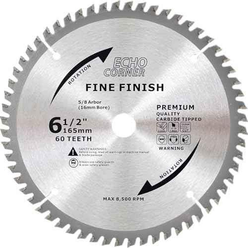 6-1/2 Inch Fine Finish Wood Cutting Circular Saw Blade, Fine Cut Crosscut Framing Plywood MDF Plastic Veneer Lumber Laminate, 5/8 Inch Arbor (60-Tooth)