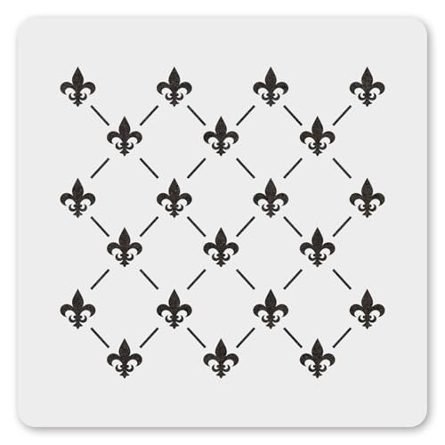 MAGJUCHE Fleur De Lis Allover Pattern Stencil 6 Inches, Reusable French Stencil for Wall Painting DIY Crafts Decor