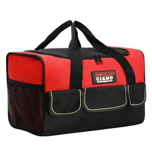 17.3" Tool Bag Organizer, Tool Bags for Men Wide Mouth,600D Oxford With 8 Exterior Pockets Double Zipper,Construction Automotive, Home Repairs,Garage Storage