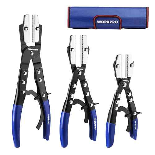 WORKPRO 3-Piece Ratcheting Hose Pinch Off Pliers Set, 8", 10", 12" Locking Hose Pinch Pliers Set with Storage Bag - for Radiator, Coolant, Automotive, Fuel Lines