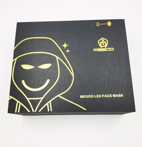 MEGOO Led Mask with Bluetooth Programmable App,Shining Led Light Up Face Mask for Adult Kid Halloween Masquerade Party (USB Recharge)