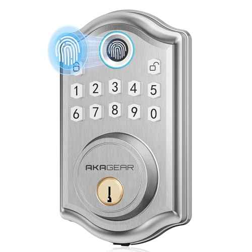 DS10 Keyless Entry Door Lock - Fingerprint Door Lock with 2 Keys, Electronic Keypad Deadbolt, Smart Door Lock, Keypad Lock for Front Door, Auto-Lock & One Touch Locking - Satin Nickel