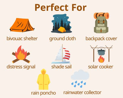 Grizzly Gear Emergency Mylar Thermal Blankets (10 Pack) Survival Kit Camping Space Blanket - Perfect for Hiking, Outdoors, Marathon Runs or First Aid Set- Bug Out Bag Essential - Keep Heat Insulated